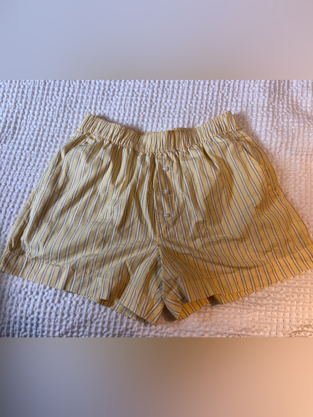GAP Yellow Striped Button-Front Short Top with Elastic Waist never worn!